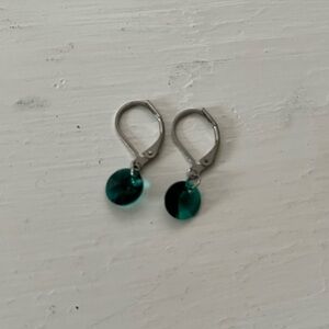 Elegant Silver and Green Drop Earrings